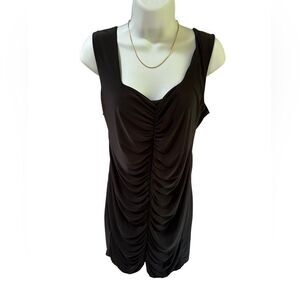 PrettyLittleThing Black Ruched Bodycon Dress – Women’s Size 10